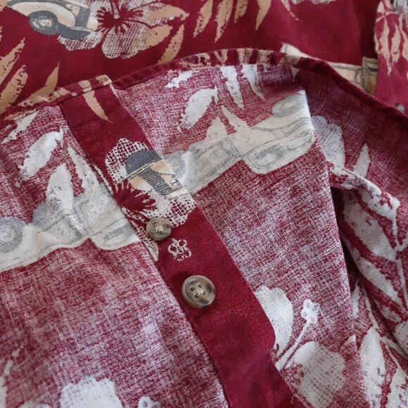 Puritan Vintage Men's Size XL Dark Red Hawaiian Antique Truck Button Down Shirt - Picture 8 of 11